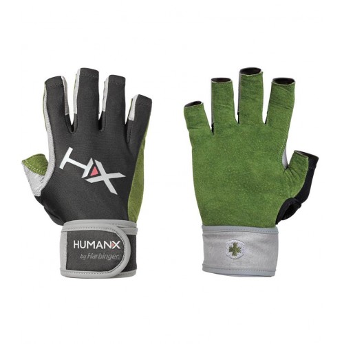 Harbinger Men's X3 Competition Open Finger Crossfit Fitness Handschoenen WristWrap Green-Gray-Black 