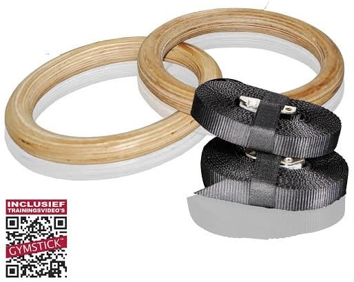Gymstick Houten Fitness Gymringen Inclusief Straps - Met Online Trainingsvideo's