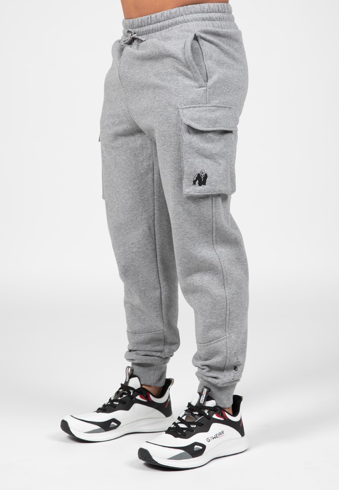 Gorilla Wear Hudson Cargo Joggingbroek - Grijs Melange - 4XL