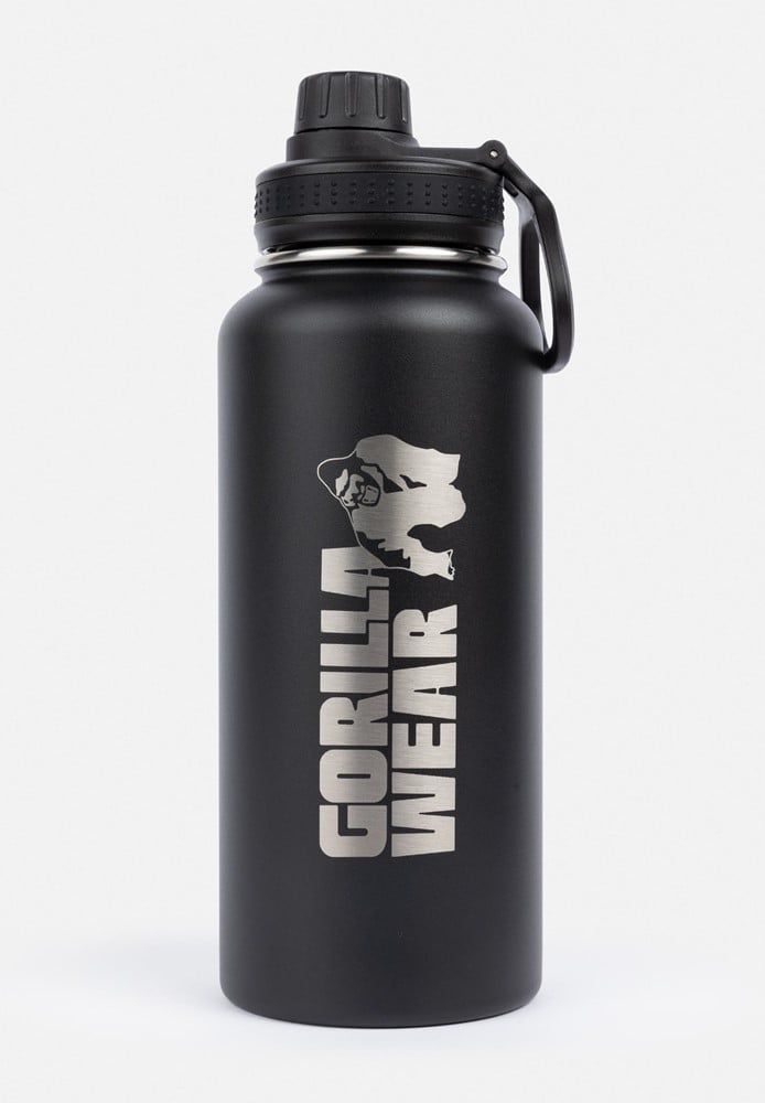 Gorilla Wear GeÃ¯soleerde RVS Waterfles - Zwart - 1000 ml