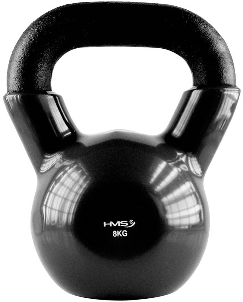 HMS Kettlebell - Gietijzer/Vinyl - 8 kg - Zwart