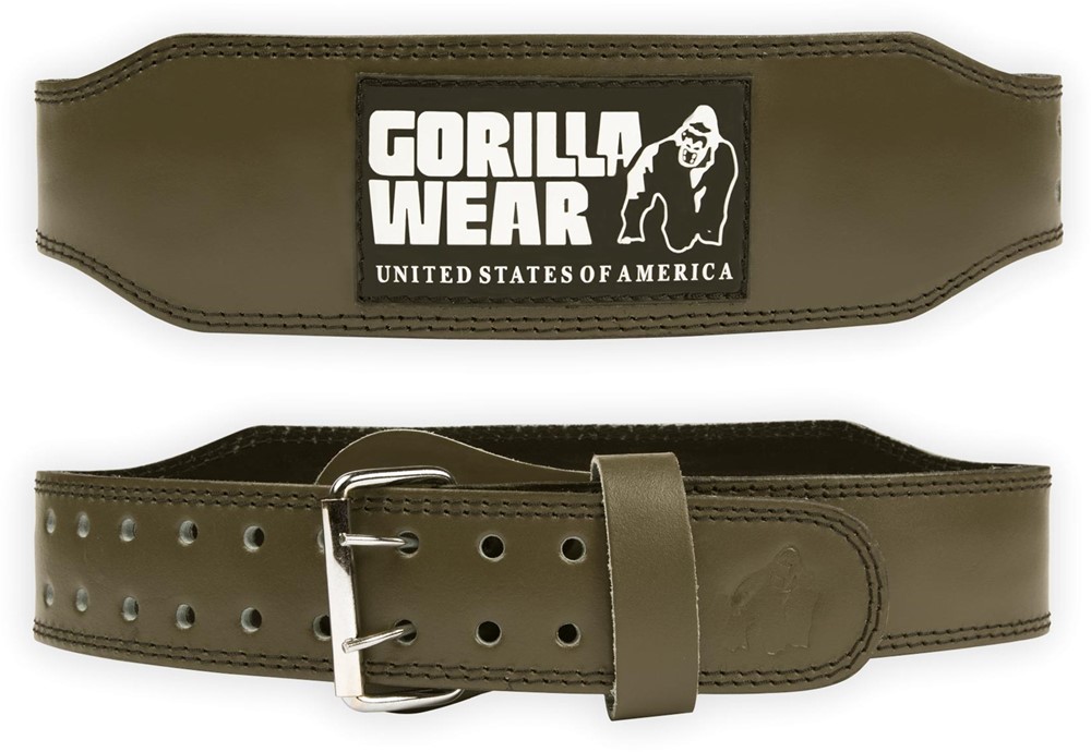 Gorilla Wear Halterriem - 4 Inch Padded Leren Lifting Belt - Legergroen - S/M
