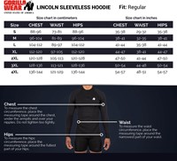 Gorilla Wear Lincoln Mouwloze Hoodie - Maattabel