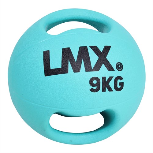 Lifemaxx LMX Medicijn bal - Double Handle Medicine Ball - 9 kg - Blauw