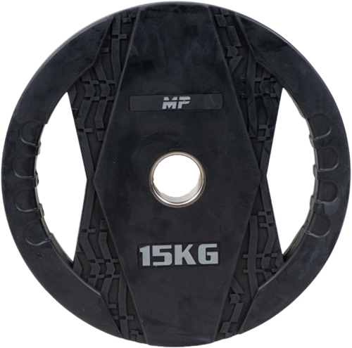 Muscle Power Olympische Halterschijf met Handgrepen - Rubber - 15 kg