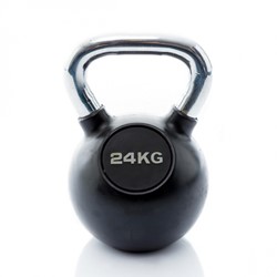 fitnessapparaat.nl Muscle Power Rubberen Kettlebell - Zwart - 24 kg aanbieding