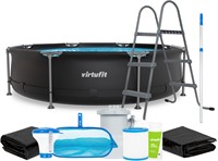 VirtuFit Zwembad Rond Ø305 x 76 cm - Antraciet - Compleet Pakket