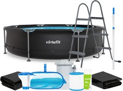 VirtuFit Zwembad Rond Ø305 x 76 cm - Antraciet - Compleet Pakket