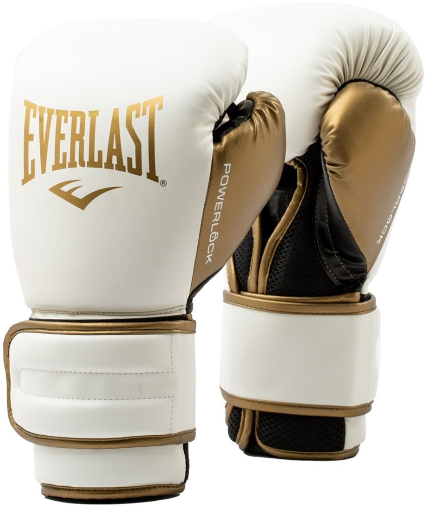 Everlast Powerlock 2R Bokshandschoenen - Wit/Goud - 16 oz - Tweedekans