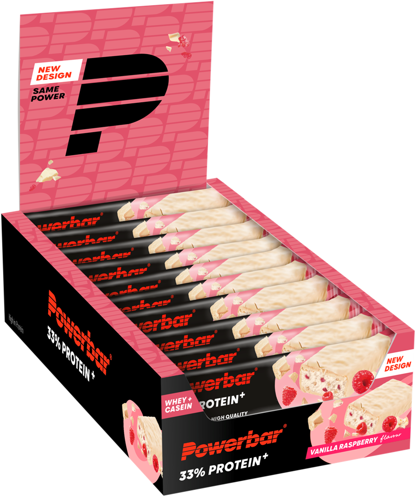 Powerbar 33% Protein+ Bar - 10 x 90 gr - Vanille Framboos
