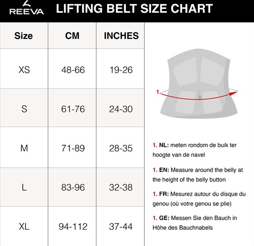 Reeva sizing chart