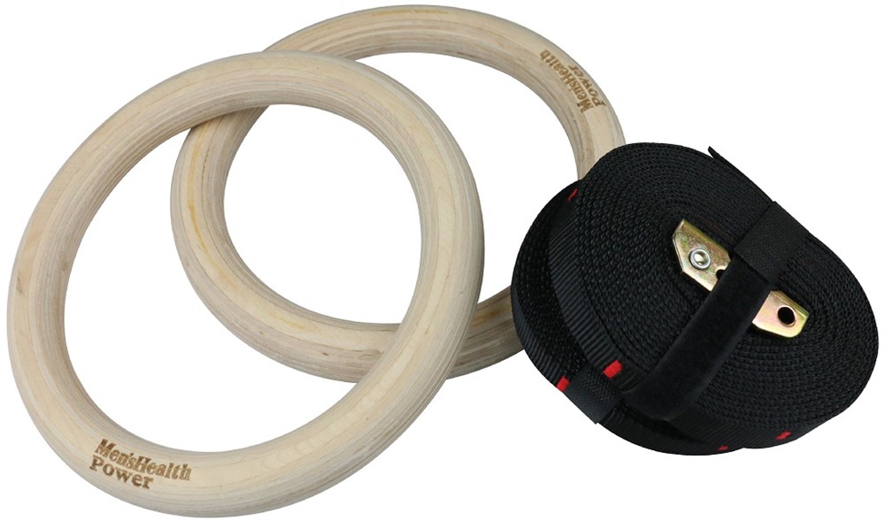 Men's Health Houten Crossfit Ringen - Inclusief Straps