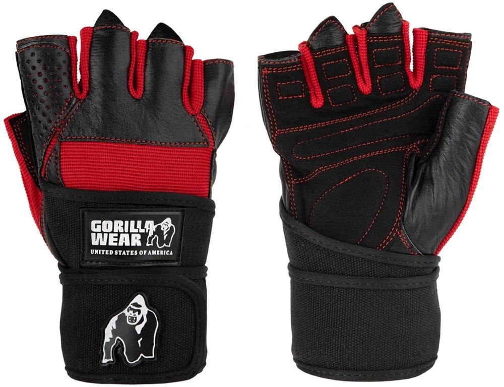 Gorilla Wear Dallas Wrist Wrap Handschoenen - Fitness Handschoenen - Zwart/Rood - S