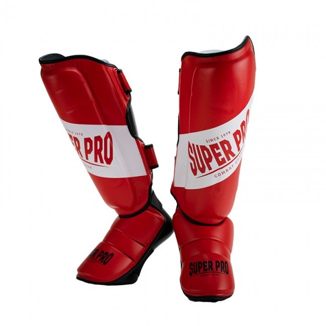 Super Pro Combat Gear Rebel Scheenbeschermers - Rood/Zwart/Wit