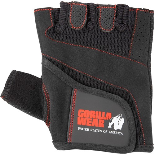 Gorilla Wear Womens Fitness Gloves - Fitness Handschoenen - Zwart/Rode Stiksels