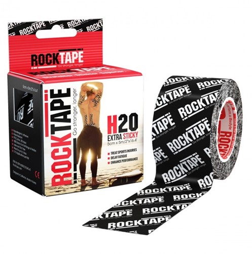 RockTape H20 Kinesiotape - Sporttape - 5 cm x 5 m - Zwart Logo