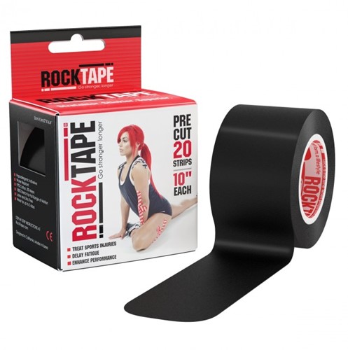 RockTape Pre-Cut Kinesiotape - Sporttape - 5 cm x 5 m - Zwart