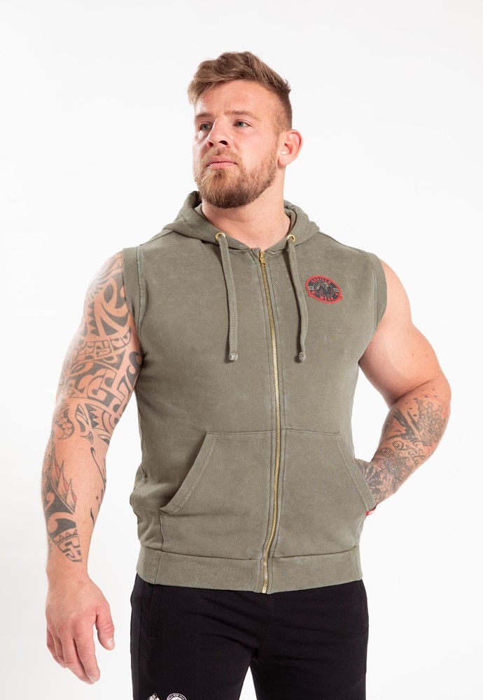 Gorilla Wear Silverdale Mouwloze Hoodie - Legergroen - XL