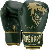 Super Pro Combat Gear Warrior SE Lederen (Kick)Bokshandschoenen - Groen/Goud - 10 oz