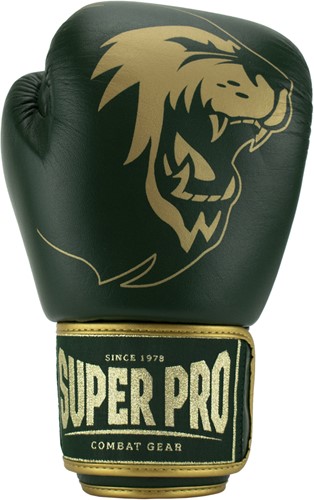 Super Pro Combat Gear Warrior SE Lederen (Kick)Bokshandschoenen - Groen/Goud-2