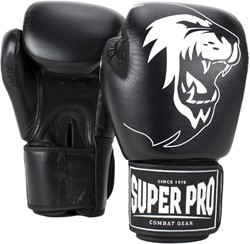 Super Pro Combat Gear Warrior Lederen (Kick)Bokshandschoenen - Zwart/Wit