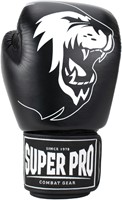 Super Pro Combat Gear Warrior Lederen (Kick)Bokshandschoenen - Zwart/Wit-2