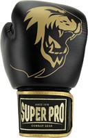 Super Pro Combat Gear Warrior SE Lederen (Kick)Bokshandschoenen - Zwart/Goud/Wit-2