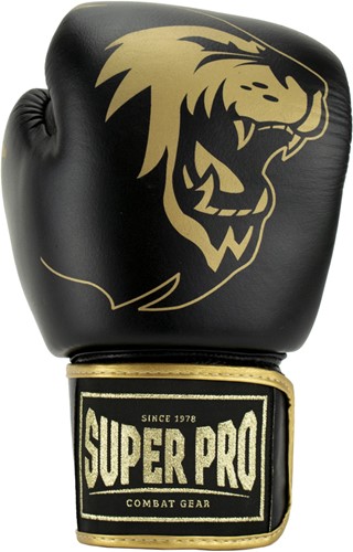 Super Pro Combat Gear Warrior SE Lederen (Kick)Bokshandschoenen - Zwart/Goud/Wit-2