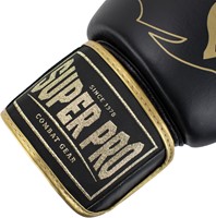 Super Pro Combat Gear Warrior SE Lederen (Kick)Bokshandschoenen - Zwart/Goud/Wit