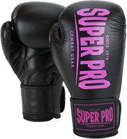 Super Pro Combat Gear Champ (Kick)Bokshandschoenen - Zwart/Roze - 8 oz