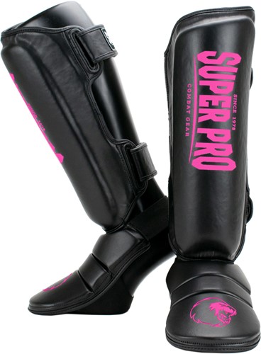 Super Pro Combat Gear Protector Scheenbeschermers - Zwart/Roze