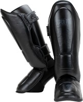 Super Pro Combat Gear Guardian Lederen Scheenbeschermers - Zwart - M