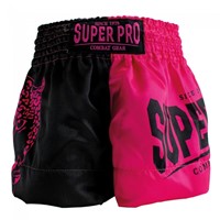 Super Pro Leopard Kids (Thai) Boxing Shorts - Zwart/Roze-3