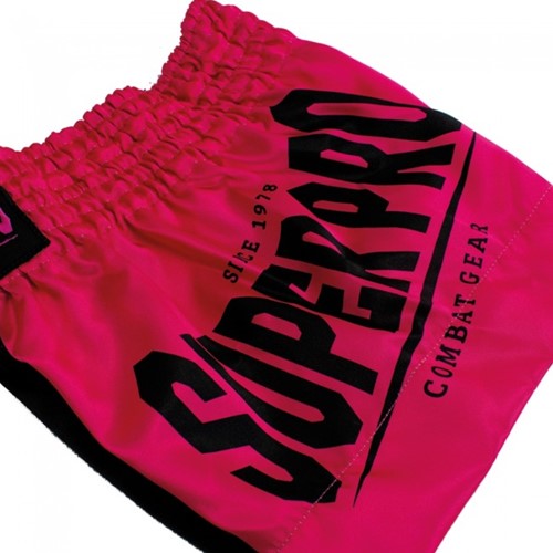Super Pro Leopard Kids (Thai) Boxing Shorts - Zwart/Roze 