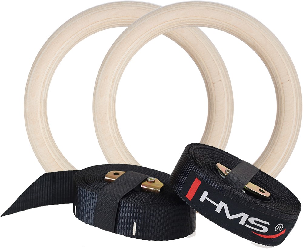 HMS Houten Gym Ringen met Straps - 440 cm