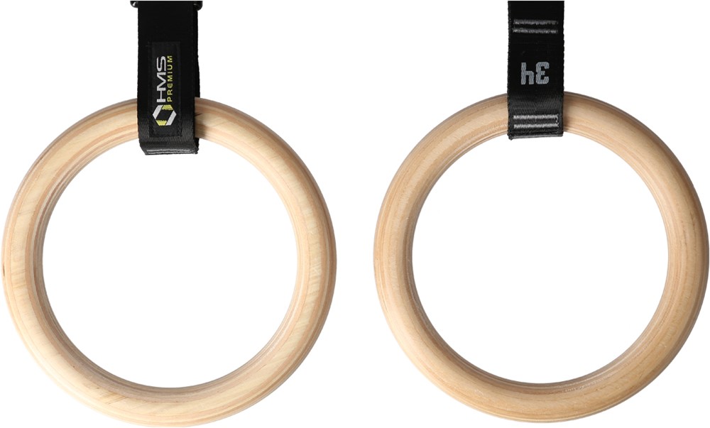 HMS Houten Gym Ringen met Straps - 264 cm