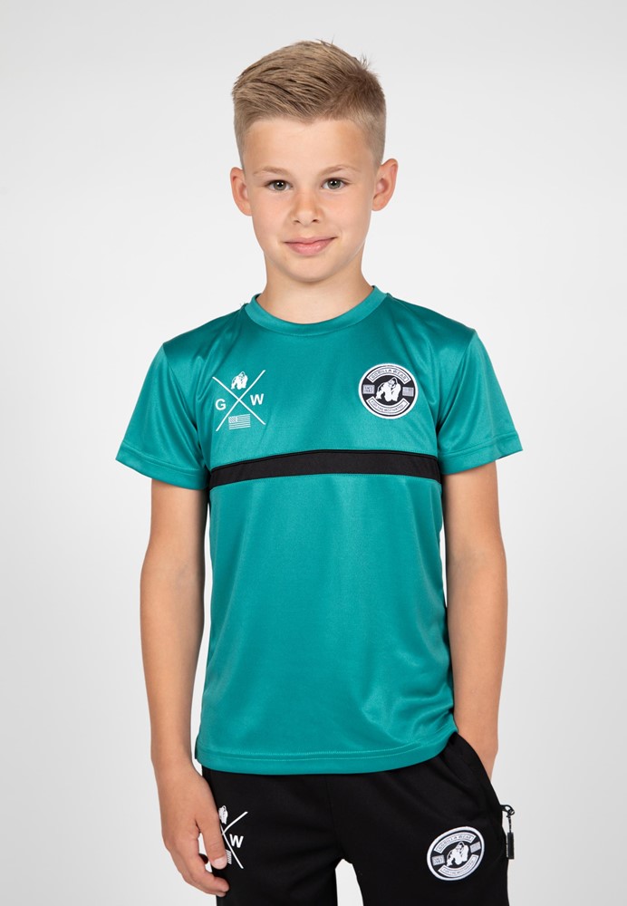 Gorilla Wear Vernon Kids T-shirt - Groen/Blauw - 140