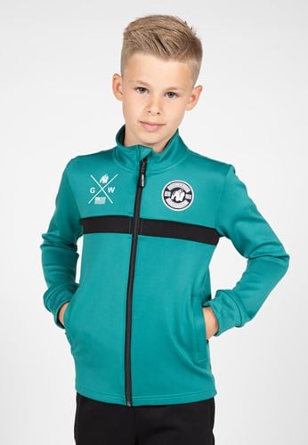 Gorilla Wear Vernon Kids Trainingsjas - Track Jacket - Groen/Blauw