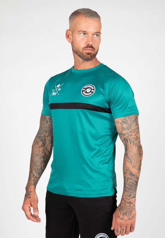 Gorilla Wear Vernon T-shirt - Groen/Blauw - 2XL
