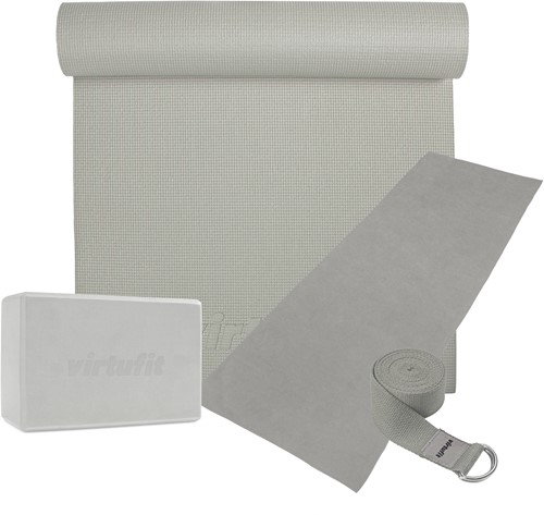 VirtuFit Premium Yoga Kit - 4-Delig - Natural Grey