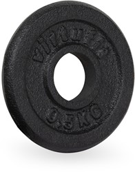 VirtuFit Gietijzeren Halterschijf - Halter gewicht - 30 mm - 0.5 kg - Zwart