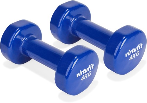 VirtuFit Vinyl Dumbbell Set Pro - 2 x 4 kg - Blauw