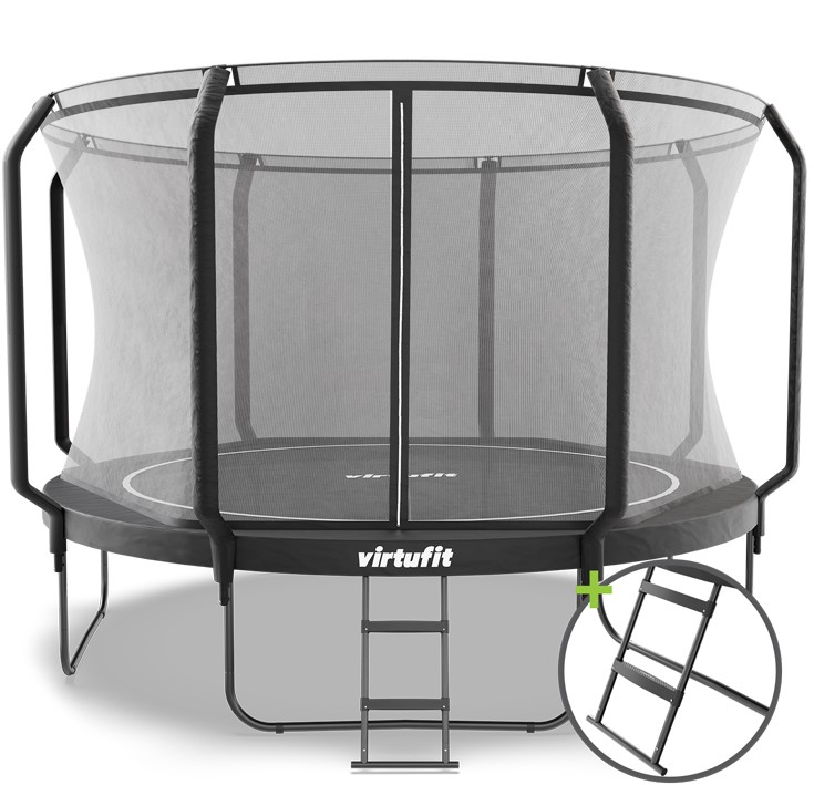 VirtuFit Premium Trampoline met Veiligheidsnet - Zwart - 366 cm
