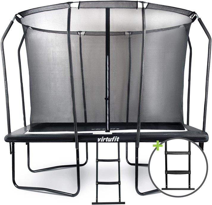 VirtuFit Premium Rechthoekige Trampoline met Veiligheidsnet - Zwart - 183 x 274 cm - Gratis trap