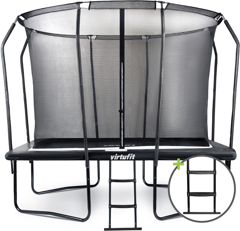 VirtuFit Premium Rechthoekige Trampoline met Veiligheidsnet - Zwart - 213 x 305 cm - Gratis trap