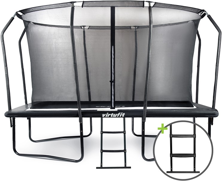 VirtuFit Premium Rechthoekige Trampoline met Veiligheidsnet - Zwart - 244 x 366 cm - Gratis trap