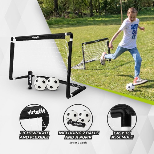 VirtuFit Kinder Voetbaldoelen Set met 2 Ballen en Pomp - Voetbalgoals - 92 x 64 cm-3