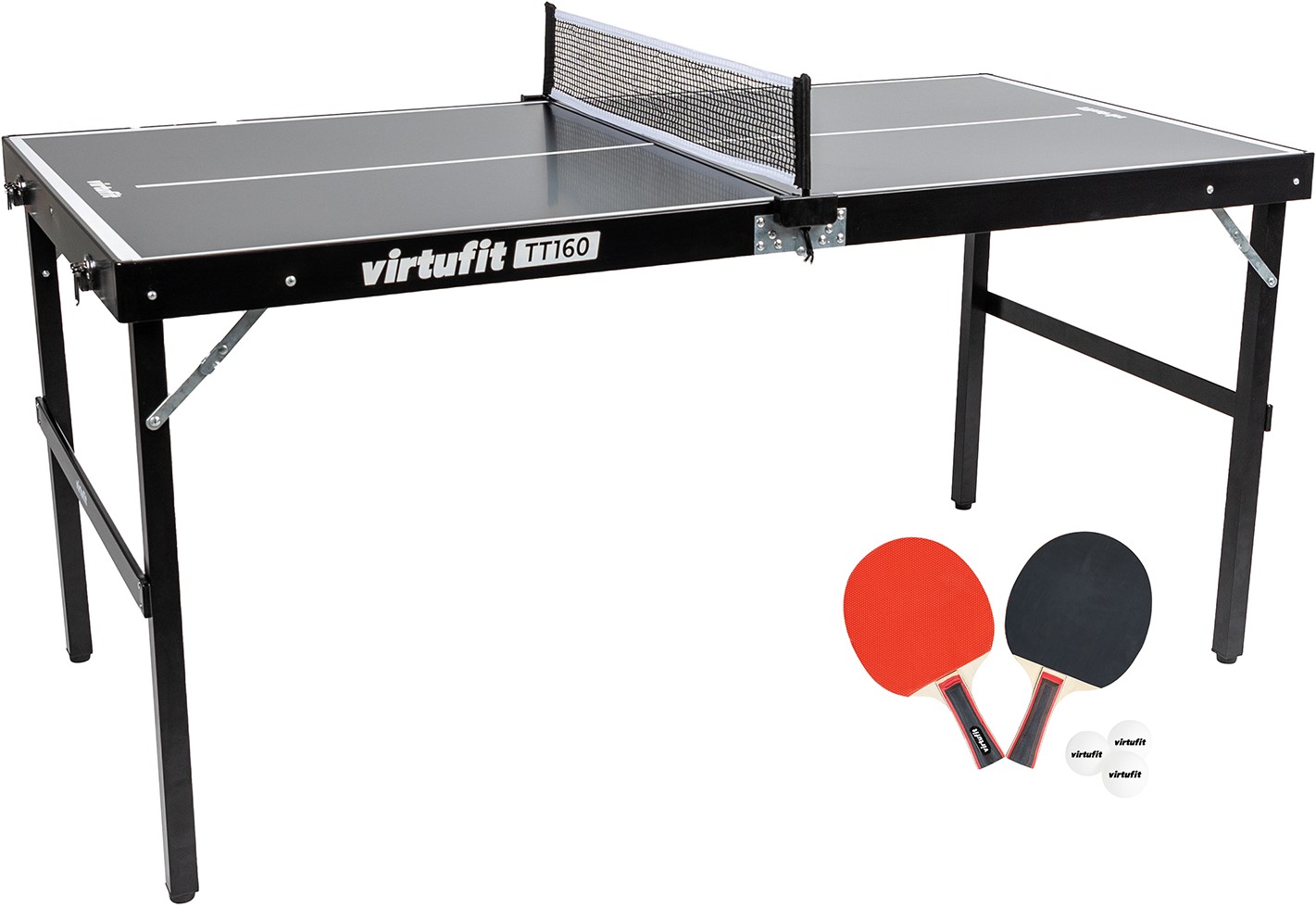 Egomania maniac Idool VirtuFit Mini Tafeltennistafel TT160 - Met 2 Batjes en 3 Ballen |  Fitnessapparaat.nl