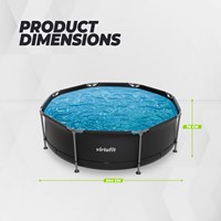 Infographic van de productafmetingen van het VirtuFit Zwembad met een diameter van 244 cm en een hoogte van 76 cm.