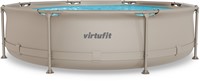 Vooraanzicht van het beige VirtuFit Rond Frame Zwembad 366 cm op een witte achtergrond.